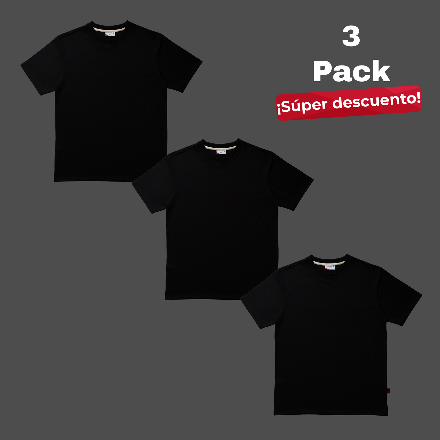 Bundle All Black 3 Pack Playera